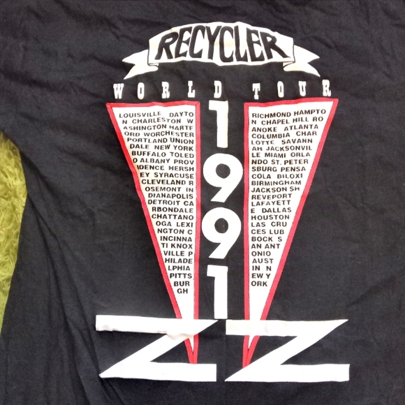 Vintage 1991 Never Worn ZZ TOP Recycler U.S. Tour T-Shirt Large Single S… - Picture 7 of 9